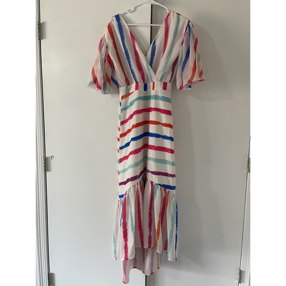 Aura Dresses & Skirts - Aura Striped High To low Flowy Dress size Small
